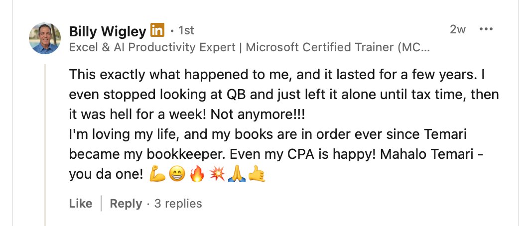 Client testimonial from Billy Wigley on LinkedIn